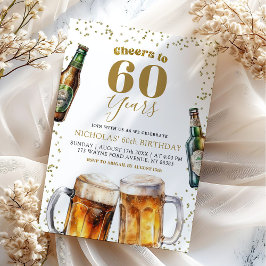 Convites Cerveja Dourada Elegante Parabéns ao Aniversário d