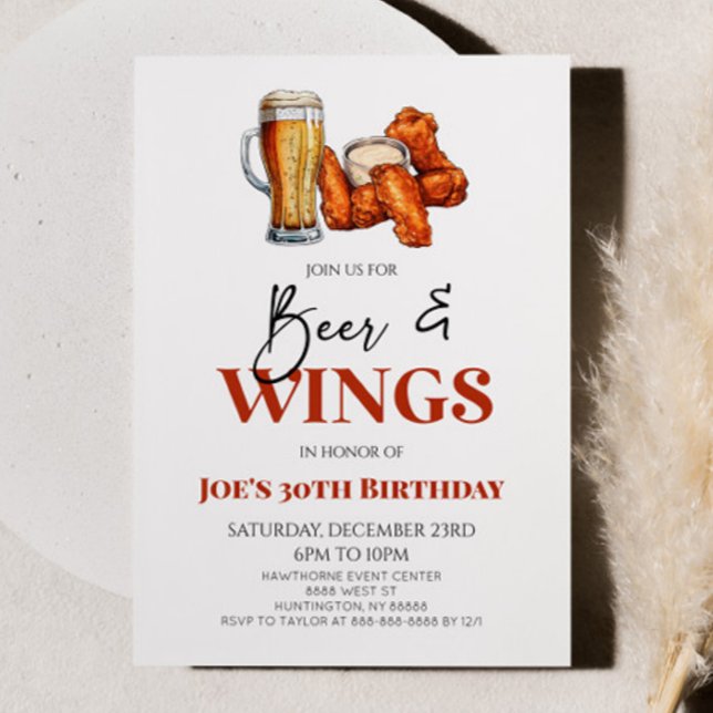 Convites Cerveja e Asas Frango Asas Festa de Aniversário (Criador carregado)