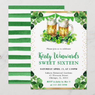 Convites Cerveja em Pintes de Aquarela St Patrick's Doze An