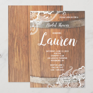 Convites Cerveja Keg Lace Chá de panela de madeira russa