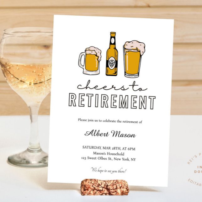 Convites Cerveja Moderna Para a Aposentadoria (• Retirement party • Casual celebration • Beer themed party • Office retirement • Dad retirement par)