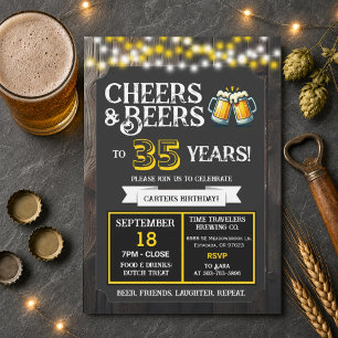 Convites Cervejaria Aniversário Aplausos e Cervejas para 35