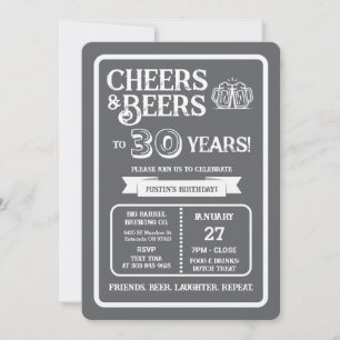 Convites Cervejaria Pub Aniversário de 30 Anos com Chopes e