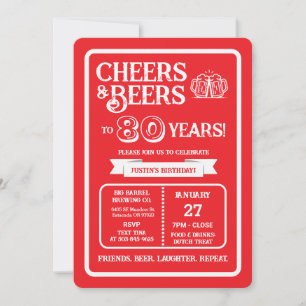 Convites Cervejaria Pub Aniversário de 80 Anos com Chopes e