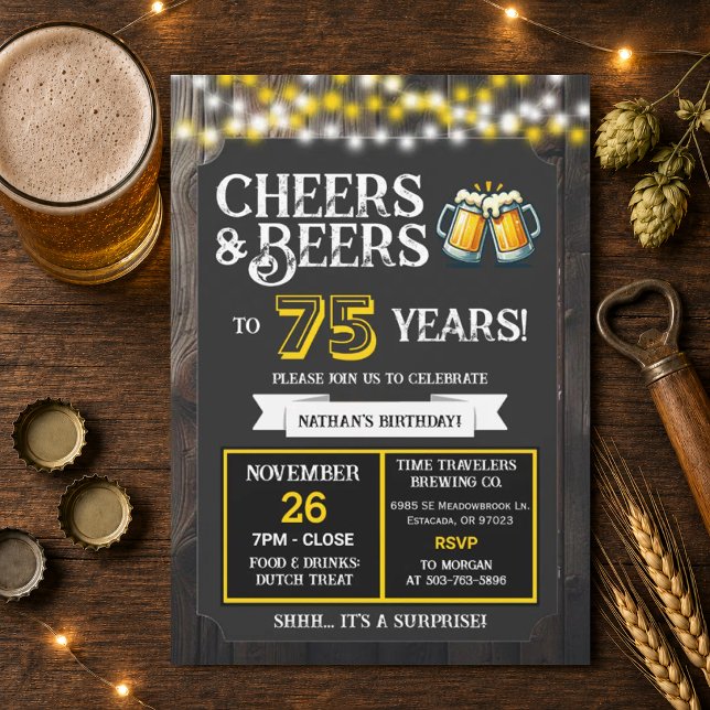 Convites Cervejaria Surprise comemora 75 anos com Cheers e  (Criador carregado)