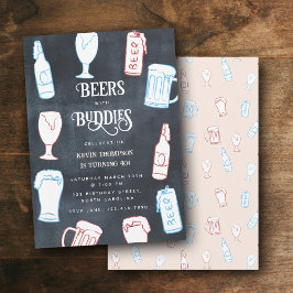 Convites Cervejas Desenho à Mão Rústico Aniversário Diverti