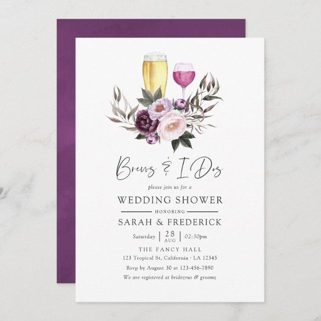 Convites Cervejas Florais de Veludo Profundo Antes dos Eu D (Frente/Verso)