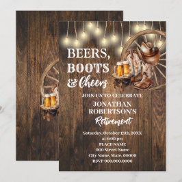 Convites Cervejas na Aposentadoria Botas e Cheers Festa Wes
