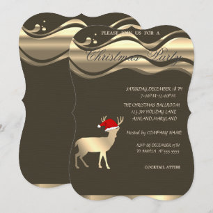 Convites Cervo de Natal Elegante com Chapéu de Papai Noel,
