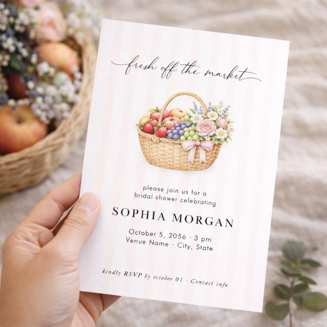 Convites Cesta de Frutas Frescas do Mercado Chá de Noiva (Criador carregado)