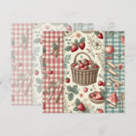 Convites Cesta de Frutas Gingham Diversão