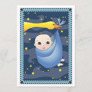 Convites Cesta de Roupas de Cegonha de Entrega Especial par