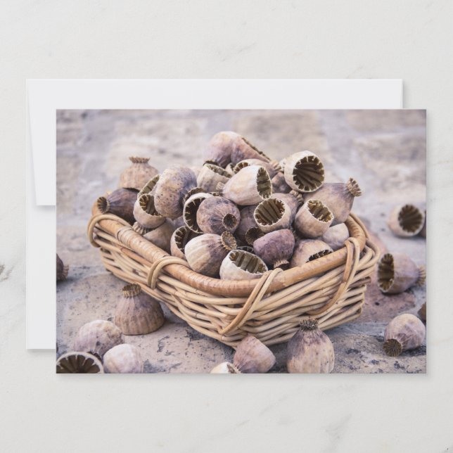 Convites Cesta de sementes de papoila secadas do vagem (Frente)