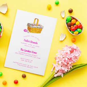 Convites Cesta Ilustrada e Ovo Páscoa Rosa Easter