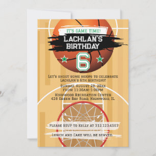 Convites Cestas de Basquete É Hora do Jogo Cumpleaños Estre