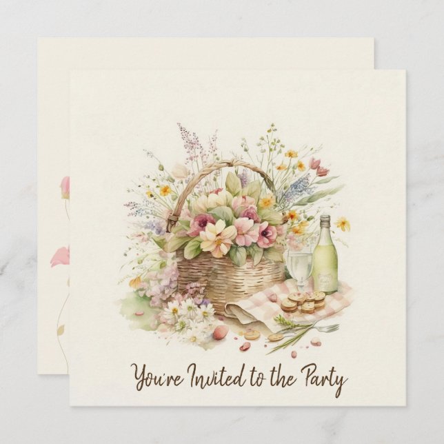 Convites Cesto de Piquenique com Festa de aniversário de Ga (Frente/Verso)