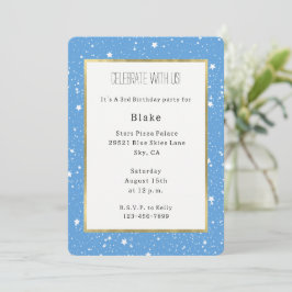 Convites Céu Branco Azul de Estrelas Aniversário