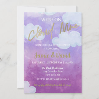 Convites Céu de Aquarela e Nuvens do Chá de fraldas Nine Cl