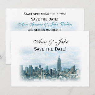 Convites Céu de Nova York Azul Turquesa Sonhador Salve a Da