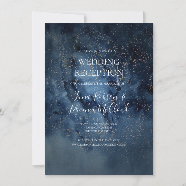 Convites Céu Noturno Celestial | Recepção de Casamento em D (Frente)