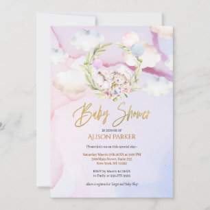 Convites Céu Rosa Rosa, Coelho Florestal Cachorro  Chá de