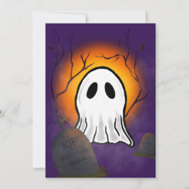 Convites Céu Roxo Lua Laranja Fantasma no cemitério