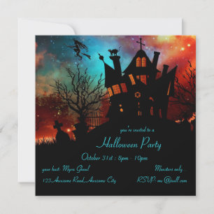 Convites Céu vermelho e azul da casa assombrada