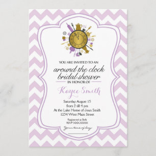 Convites Cevron em torno do Chá de panela do relógio