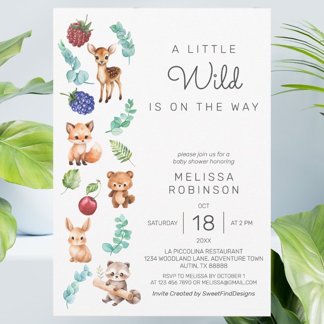 Convites Chá Adorável de Menino da Floresta Selvagem (Lovely Wild Forest Baby Boy Shower Invitation)