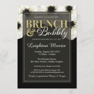 Convites Chá Anêmono de Brilho e Dourado