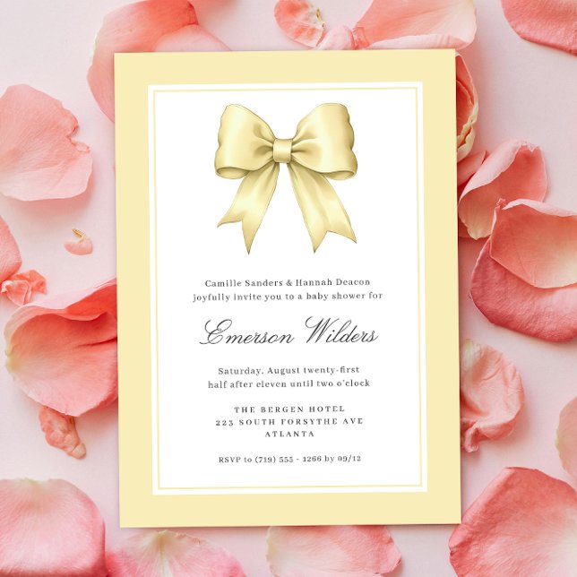 Convites Chá Arco de Bebê  Satin Amarelo Suave (Criador carregado)