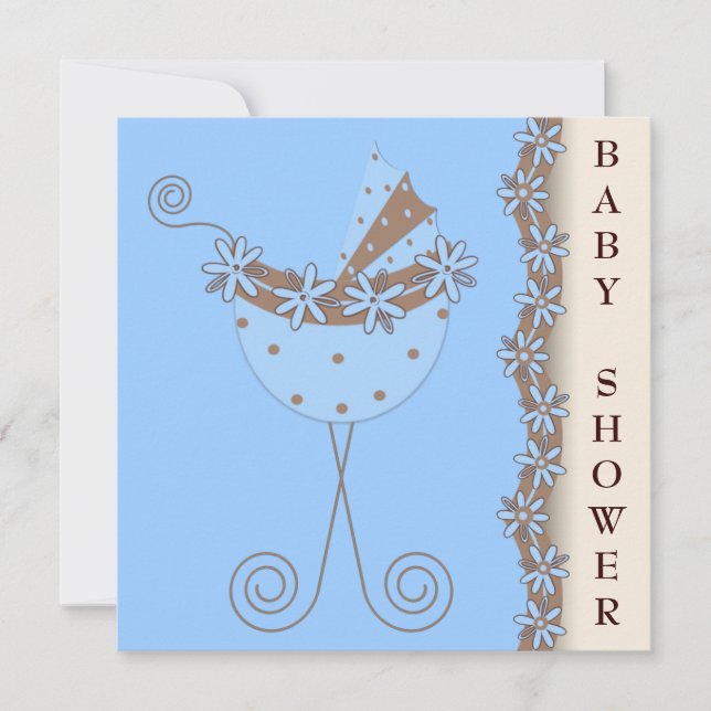 Convites Chá azul-marrom azul-marrom-escuro (Frente)