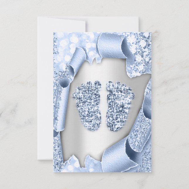 Convites Chá Azul, Pés, Prata (Verso)