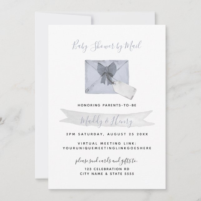 Convites Chá Azul por Mala Virtual Longa Distância (Frente)