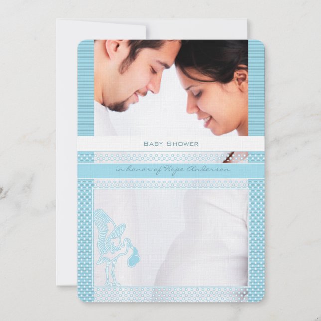 Convites Chá Baby Bump Photo Baby Boy (Frente)