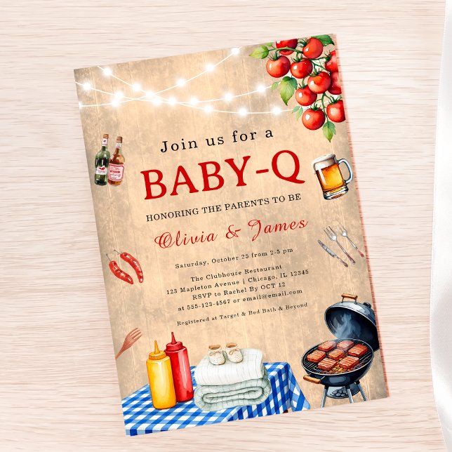 Convites Chá Baby-Q - CHURRASCO Casal Chá de fraldas quinta (Baby-Q Shower Invitation BBQ Baby Shower Invite Couples Baby Shower Invite Backyard Baby Shower )
