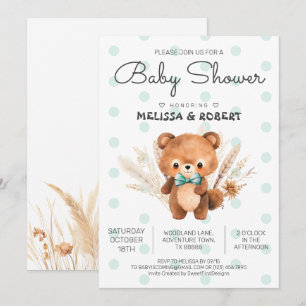 Convites Chá Bear Polka Baby Boy