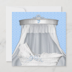 Convites Chá Blue Bassinet Baby Boy