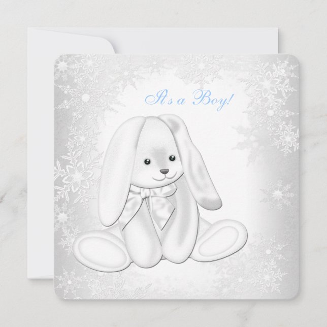 Convites Chá Blue Snowflake Winter Wonderland Baby (Frente)