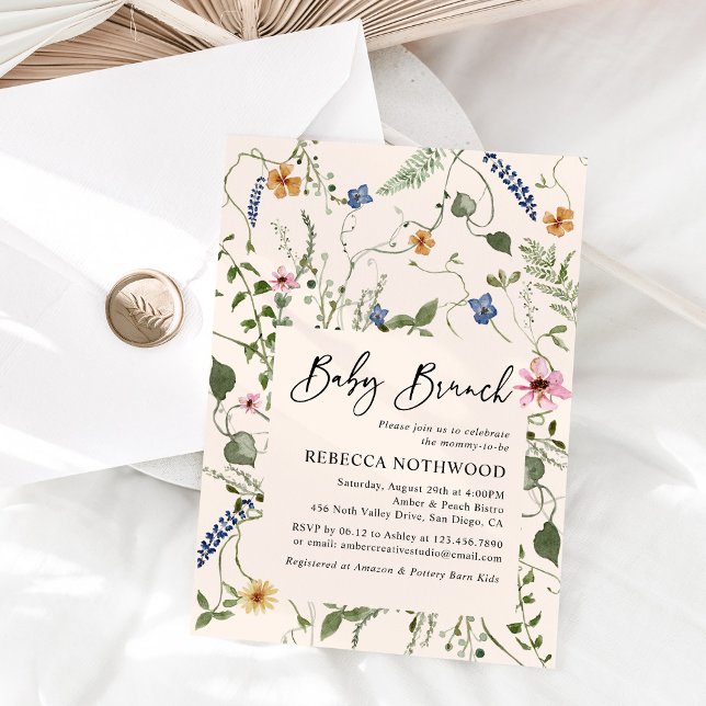 Convites Chá Blush Pink Greenery Baby Brunch (Criador carregado)