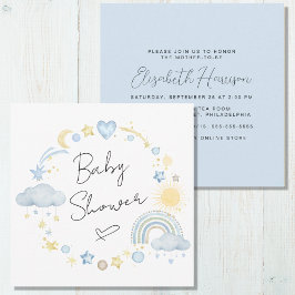 Convites Chá Boho Rainbow Watercolor Baby Boy