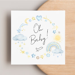 Convites Chá Boho Rainbow Watercolor Baby Boy