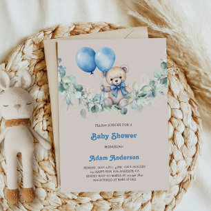 Convites Chá Bonito de Menino Convidado - Balões Azuis e Ur