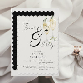 Convites Chá Bridal Beige & Black Brunch e Bubble