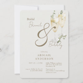 Convites Chá Bridal Beige Brunch e Bubbles