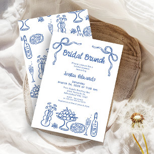 Convites Chá Bridal Bridal Bridal, De Mão Azul