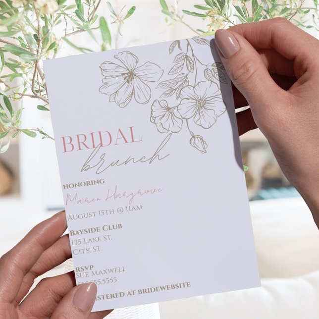 Convites Chá Bridal Brunch Brida I, Flores Douradas Elegant (Elegant Gold Flowers Bridal Brunch Invitation
)