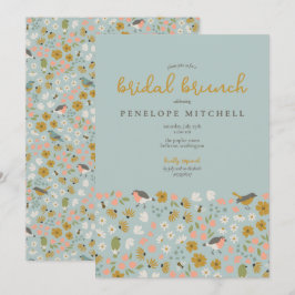Convites Chá Brunch Floral Bridal Birds de Aves e Abelhas