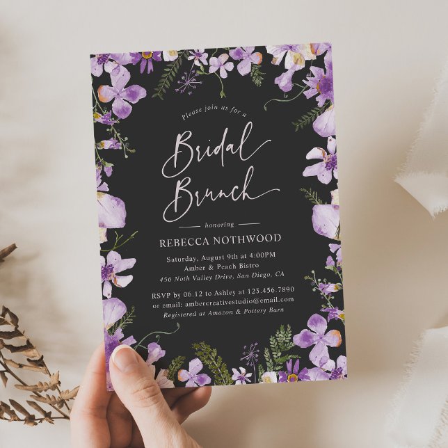 Convites Chá Brunt Floral Bridal Lavanda Moderna (Criador carregado)