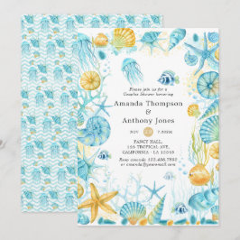 Convites Chá Casais de Casamento da Vida do Mar Azul e Amar
